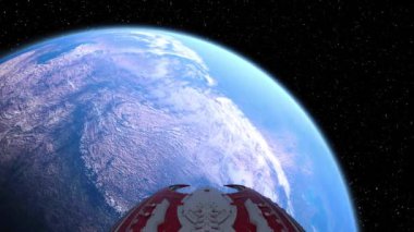 Bir uzay gemisinin ve Dünya 'nın 3 boyutlu canlandırması