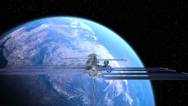 Rendering Eines Raumschiffs Und Der Erde — Stockvideo