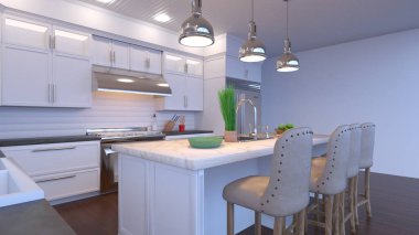 Yemek mutfağının 3 boyutlu görüntüsü