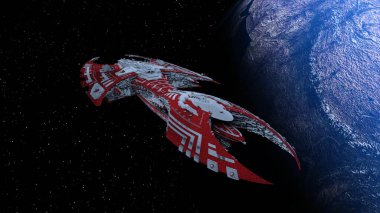 Bir uzay gemisinin ve Dünya 'nın 3 boyutlu canlandırması