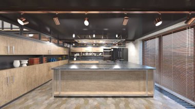 Yemek mutfağının 3 boyutlu görüntüsü