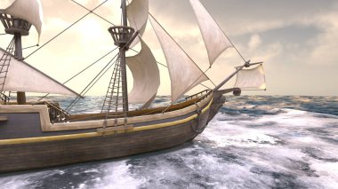 Bir yelkenlinin 3D görüntüsü