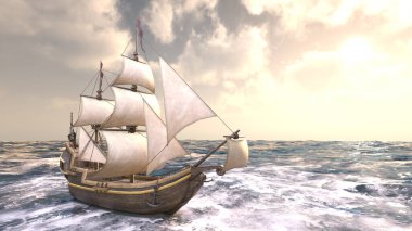 Bir yelkenlinin 3D görüntüsü