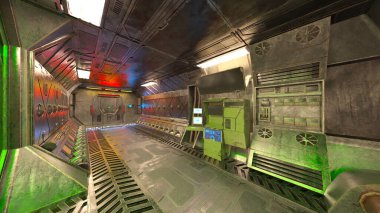 Uzay istasyonu peyzajının 3B görüntülemesi