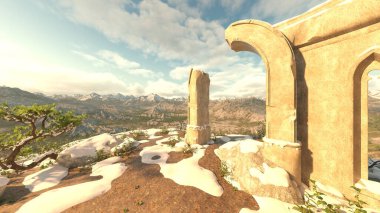 3D rendering of the temple at the summit