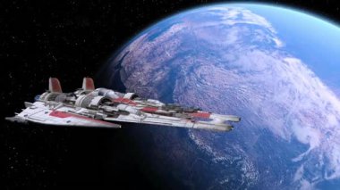 Bir uzay gemisinin ve Dünya 'nın 3 boyutlu canlandırması
