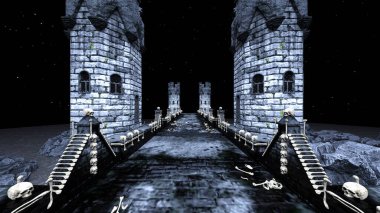 3D rendering of the skeleton castle