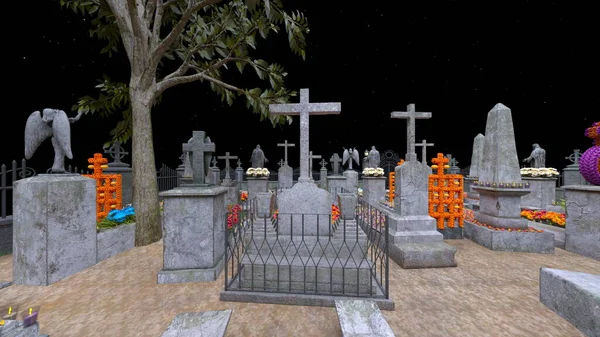 Rendering Cemetery — Stock Photo, Image