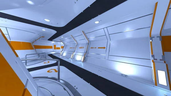 宇宙船の通過の3Dレンダリング — ストック写真
