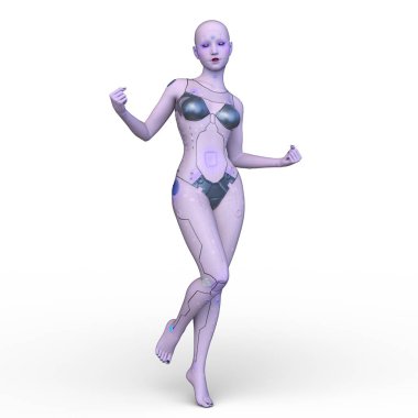 Dişi bir sayborgun 3D canlandırması