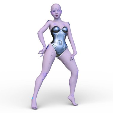 Dişi bir sayborgun 3D canlandırması