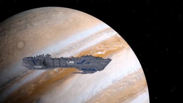Rendering Spaceship Planet — Stok video