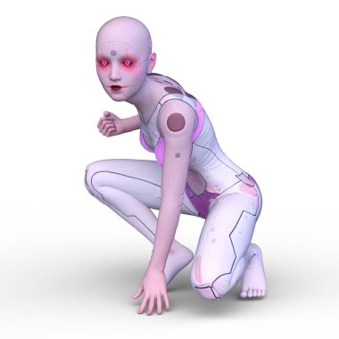 Dişi bir sayborgun 3D canlandırması