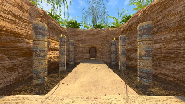 Візуалізація Входу Підземний Храм — стокове фото
