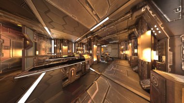 Uzay aracındaki teftiş odasının 3 boyutlu görüntülenmesi