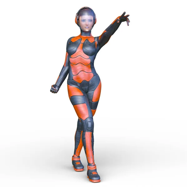一个网络女人的3D渲染 — 图库照片
