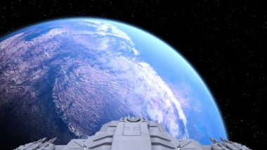 Bir uzay gemisinin ve Dünya 'nın 3 boyutlu canlandırması