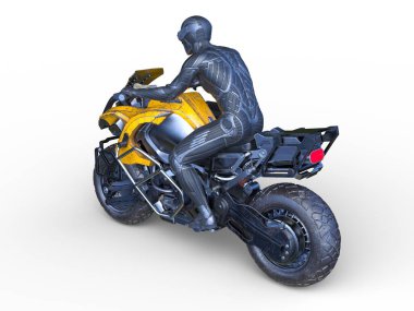 3D rendering of a cyber man rider