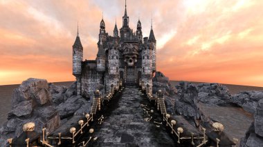 3D rendering of the skeleton castle