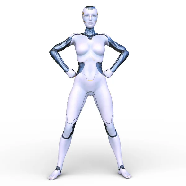 Weergave Van Een Vrouwelijke Cyborg — Stockfoto