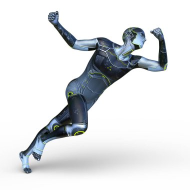 erkek bir cyborg 3D render