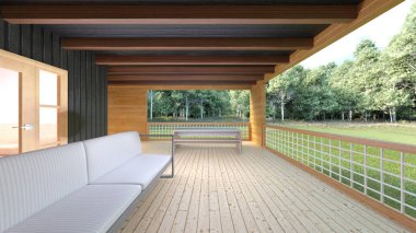 Ormandaki bir evin 3 boyutlu canlandırması