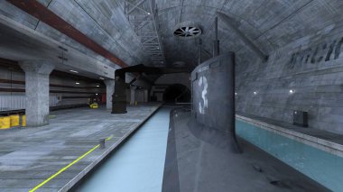 Denizaltı rıhtımının 3D görüntüsü