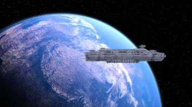 Bir uzay gemisinin ve Dünya 'nın 3 boyutlu canlandırması