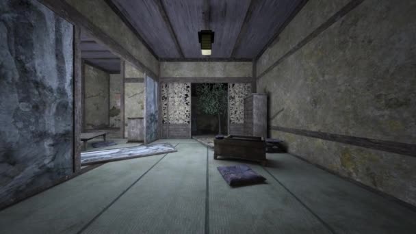 放棄された日本家屋の3Dレンダリング — ストック動画