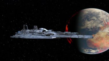 Bir uzay gemisinin ve Dünya 'nın 3 boyutlu canlandırması