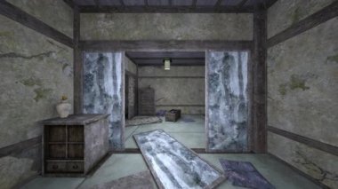 Terk edilmiş Japon evlerinin 3D çizimi