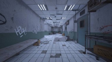 Terk edilmiş hastanenin 3D canlandırması