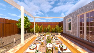 Çatı terasının 3B görüntülemesi