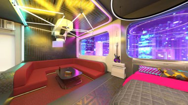 Stüdyonun gece görüşlü 3D görüntüsü