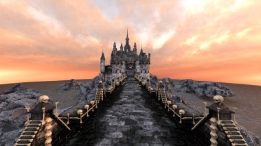 3D rendering of the skeleton castle