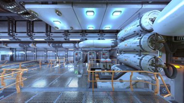 İçerideki uzay aracının 3B görüntülemesi