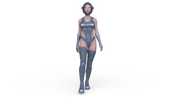 Rendering Walking Cyber Woman — Stock Video