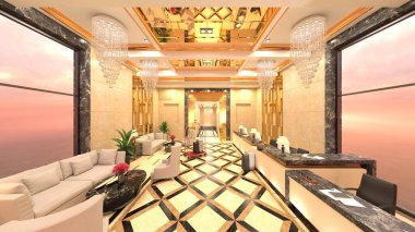 Otel girişinin 3B görüntüsü