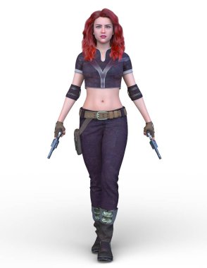 bir kadın savaşçı 3D render