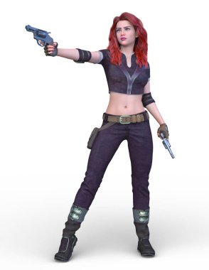 bir kadın savaşçı 3D render