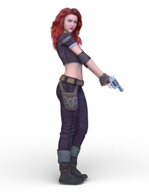 bir kadın savaşçı 3D render