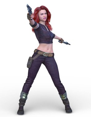 bir kadın savaşçı 3D render