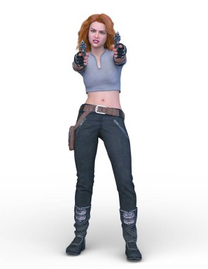 bir kadın savaşçı 3D render