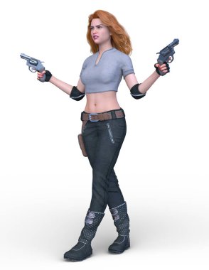 bir kadın savaşçı 3D render