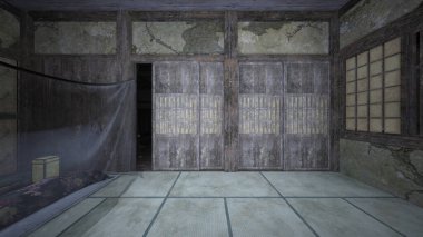 Terk edilmiş Japon evlerinin 3D çizimi