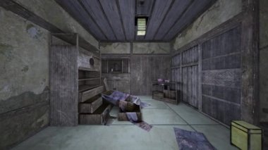Terk edilmiş Japon evlerinin 3D çizimi