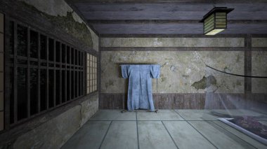 Terk edilmiş Japon evlerinin 3D çizimi