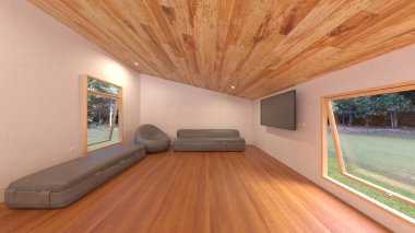 Stüdyonun çatı katlı 3D görüntülemesi