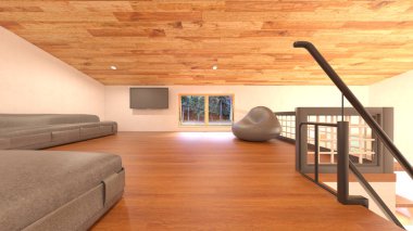 Stüdyonun çatı katlı 3D görüntülemesi