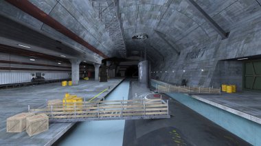 Denizaltı rıhtımının 3D görüntüsü